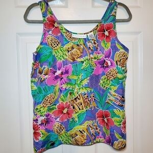 Vintage Restless Clothiers 100% Silk Hawaiian Top Sz S